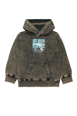 Sweatshirts>DIESEL Marbled sweatshirt with shield graphics black