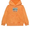 Sweatshirts>DIESEL Marbled sweatshirt with shield graphics orange