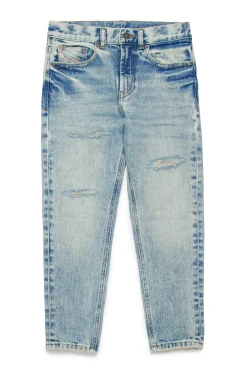 Denim-Mania | Denim-Mania>DIESEL Marbled tapered jeans with rips - D-Lucas blue denim