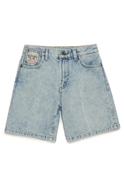 Shorts | Shorts>N°21 Marbled-effect denim shorts blue denim
