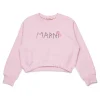 Sweatshirts>MARNI Flower branded crew-neck cropped sweatshirt light pink