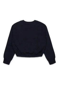Sweatshirts>MARNI Flower branded crew-neck cropped sweatshirt blue navy