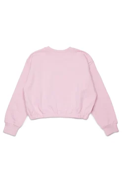 Sweatshirts>MARNI Flower branded crew-neck cropped sweatshirt light pink