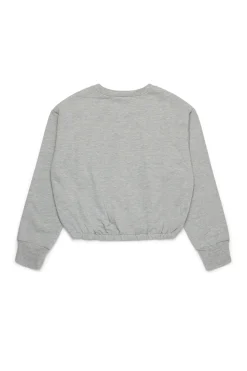 Sweatshirts>MARNI Flower branded crew-neck cropped sweatshirt inox gray melange