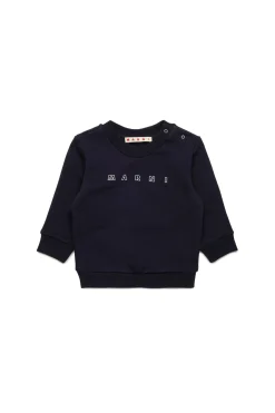 Sweatshirts | Logomania>MARNI Outline branded crew-neck sweatshirt blue navy