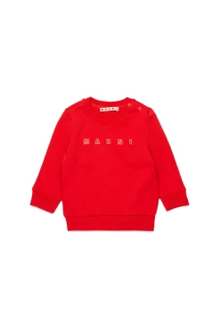 Sweatshirts | Logomania>MARNI Outline branded crew-neck sweatshirt red