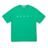T-Shirts | Logomania>MARNI Outline branded T-shirt pastel green