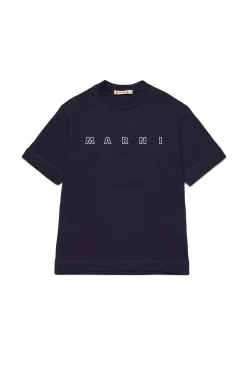 T-Shirts | Logomania>MARNI Outline branded T-shirt blue navy