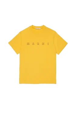 T-Shirts | Logomania>MARNI Outline branded T-shirt intense yellow