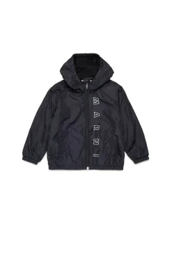 Jackets And Padded Jackets | Logomania>MARNI Outline branded windbreaker jacket black