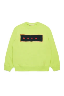 Sweatshirts | Sweatshirts>MARNI Print branded crew-neck sweatshirt slime green