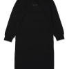 Dresses>DIESEL Maxi sweatshirt dress with embroidered oval D logo black