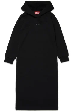 Dresses>DIESEL Maxi sweatshirt dress with embroidered oval D logo black