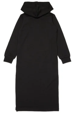 Dresses>DIESEL Maxi sweatshirt dress with embroidered oval D logo black