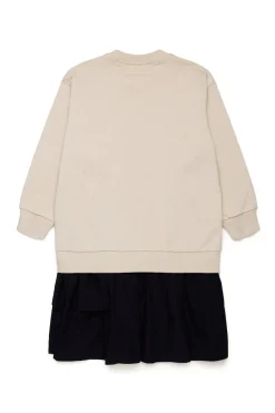 Dresses>MM6 MAISON MARGIELA Maxi-sweatshirt dress with double flounce beige