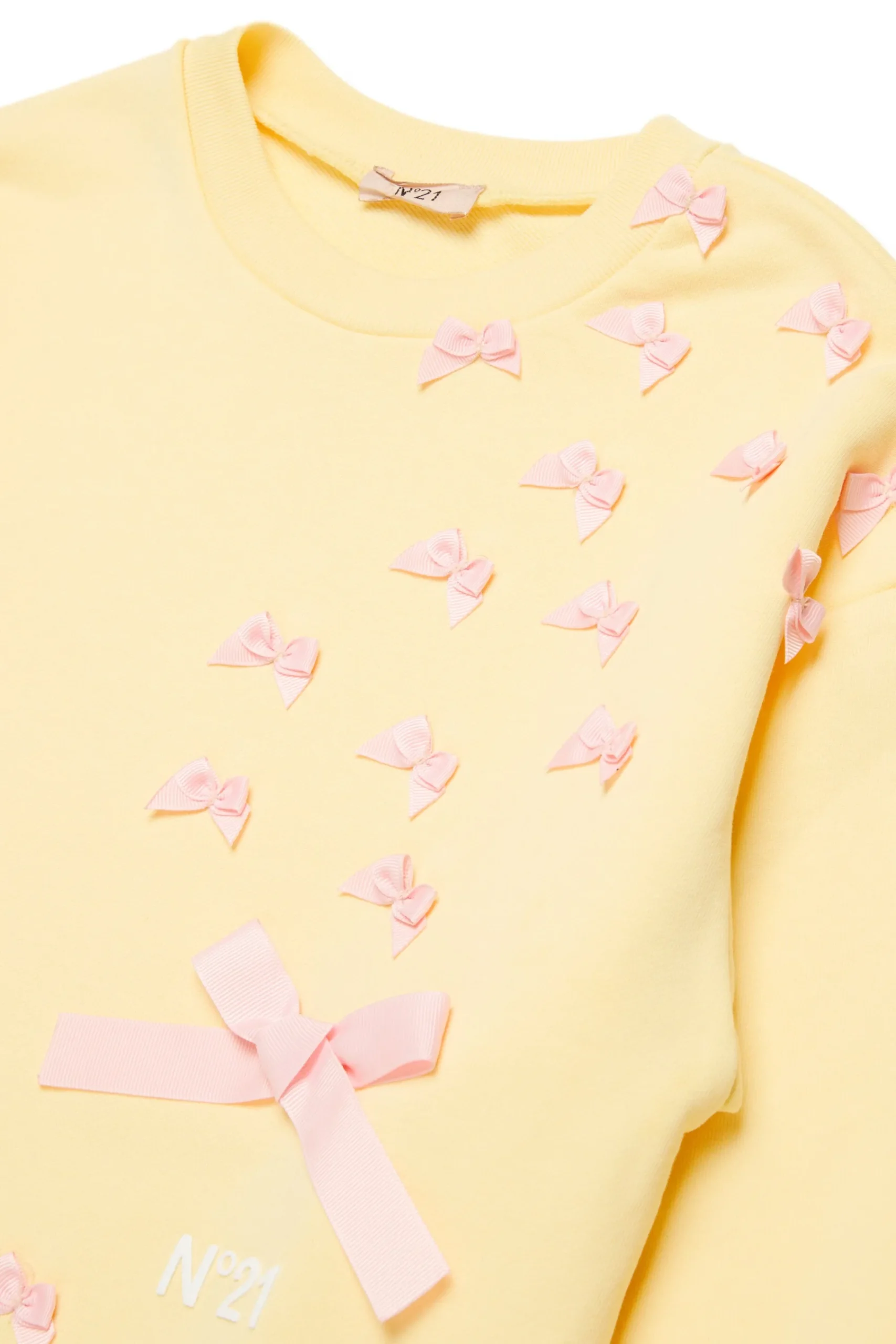 Dresses>N°21 Maxi-sweatshirt dress with bows cream yellow
