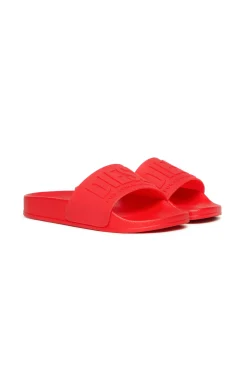 Logomania | Logomania>DIESEL Mayemi branded slide slippers racing red