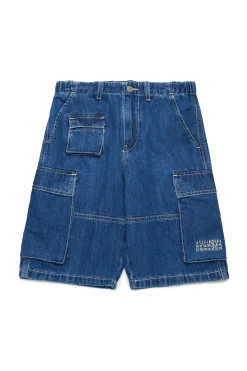 Shorts | Denim-Mania>MM6 MAISON MARGIELA Medium cargo shorts blue denim