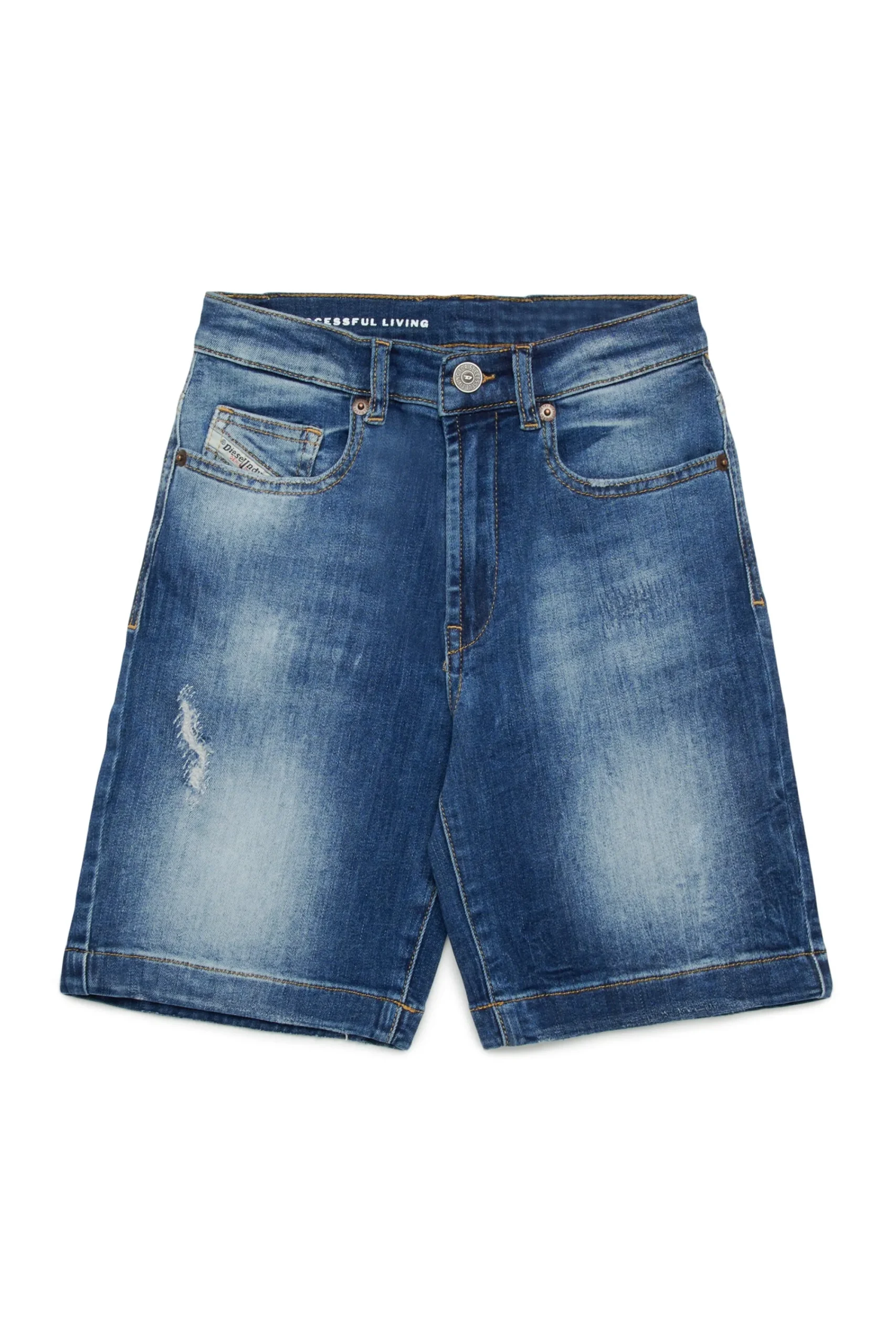 Shorts>DIESEL Medium shorts with rips blue denim