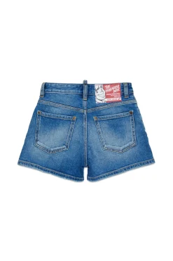 Shorts | Denim-Mania>DSQUARED2 Medium shorts with abrasions blue denim