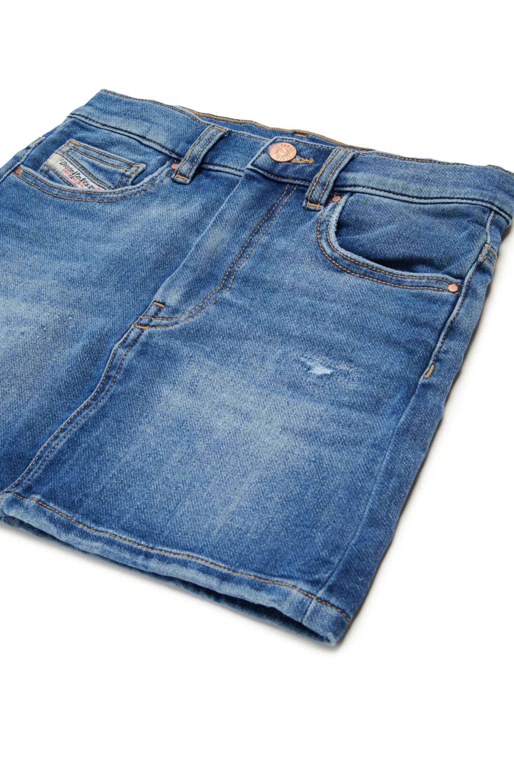 Skirts | Denim-Mania>DIESEL Medium blue JoggJeans® skirt with rips blue denim