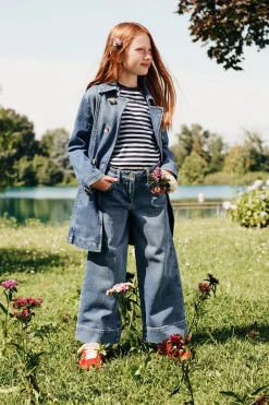 Jackets And Padded Jackets | Denim-Mania>MAX&Co. Medium blue shaded denim trench coat blue denim