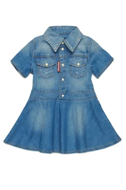 Dresses>DSQUARED2 Medium blue shaded denim dress blue denim