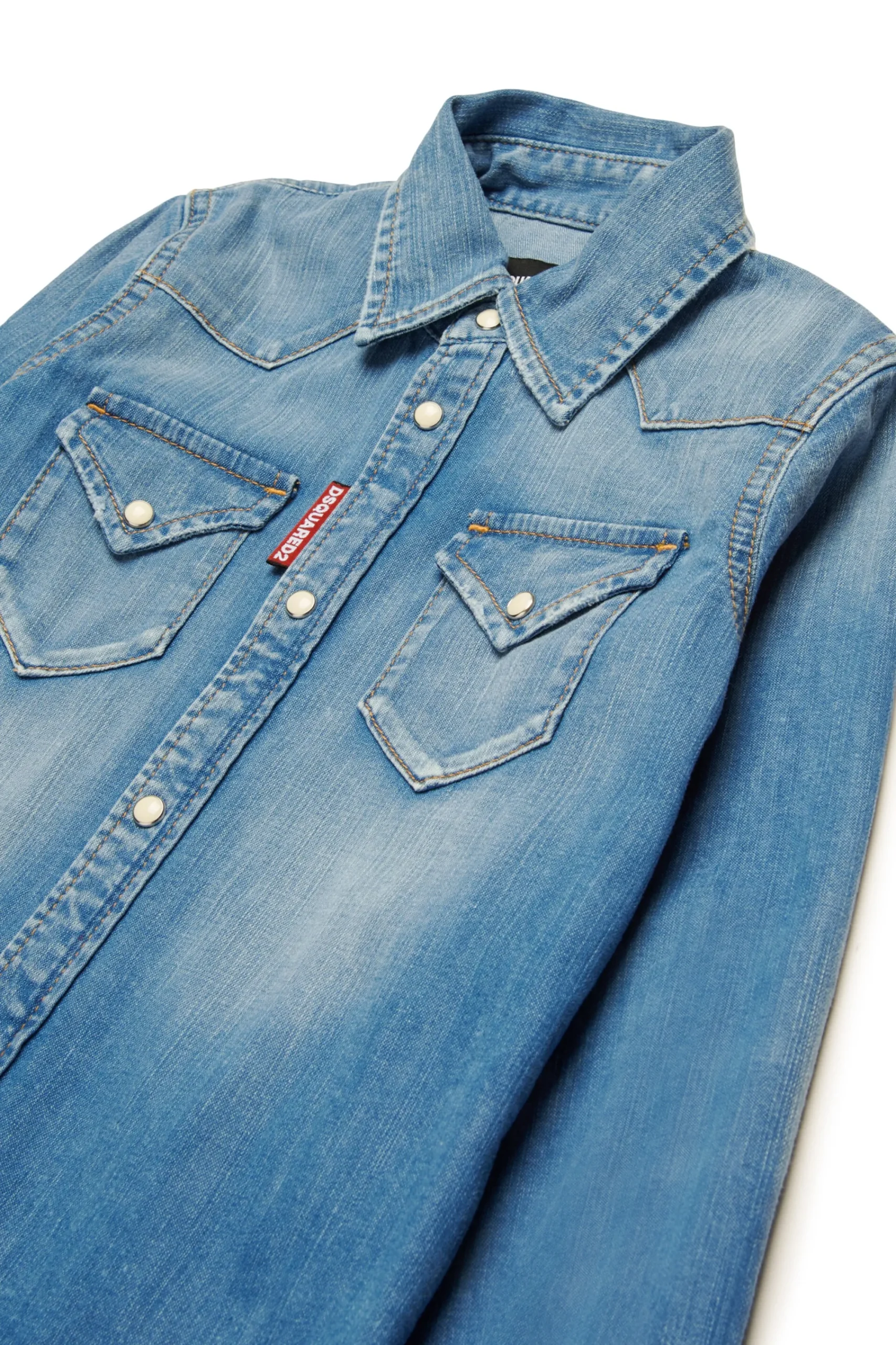 Shirts | Shirts>DSQUARED2 Medium blue shaded denim shirt blue denim