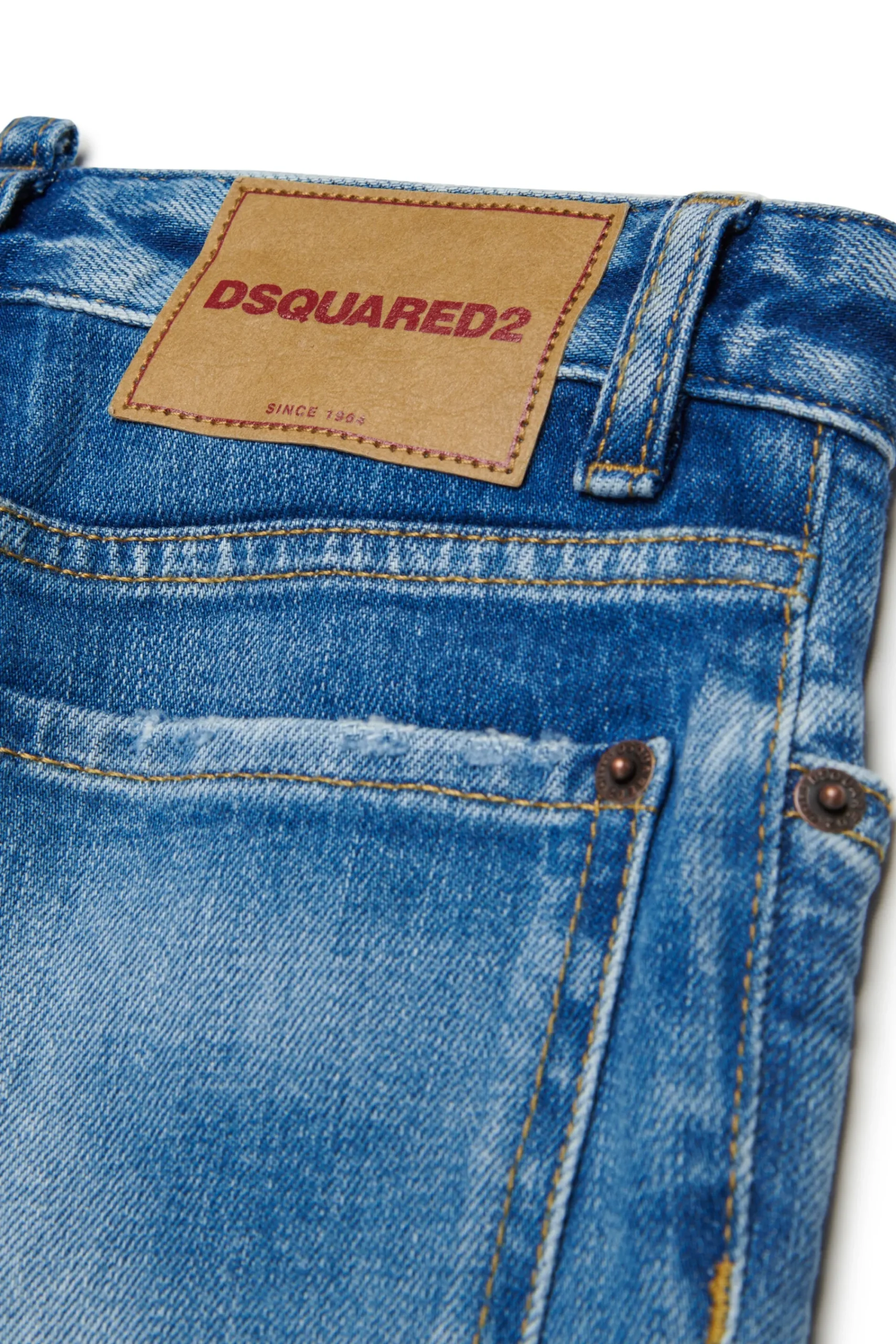 Jeans | Denim-Mania>DSQUARED2 Medium blue straight jeans with rips - Boss 10 blue denim