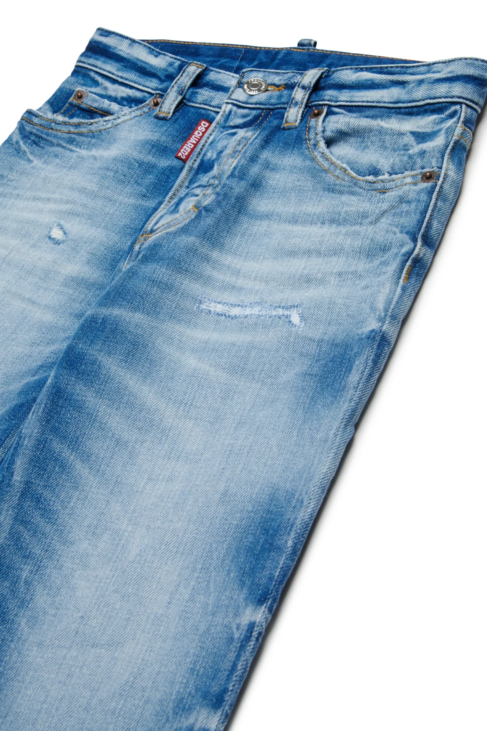 Jeans | Denim-Mania>DSQUARED2 Medium blue straight jeans with rips - Boss 10 blue denim