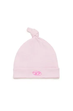 Newborn (0-12M) | Oval D By Diesel>DIESEL Micro ribbing beanie with Oval D logo light pink