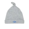 Newborn (0-12M) | Oval D By Diesel>DIESEL Micro ribbing beanie with Oval D logo grey melange