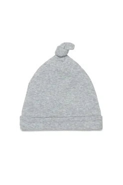 Newborn (0-12M) | Oval D By Diesel>DIESEL Micro ribbing beanie with Oval D logo grey melange