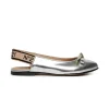 Slippers And Sandals | Slippers And Sandals>N°21 Mirror-effect slingback ballerinas with bow silver