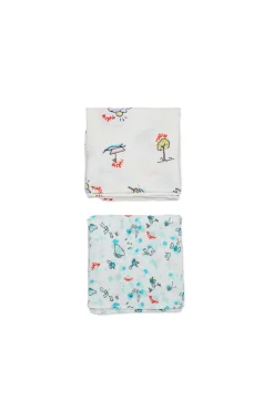 Newborn (0-12M)>MARNI Muslin set with allover prints white