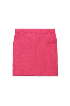 Skirts>DIESEL Mylar-effect ribbed knit skirt strawberry pink