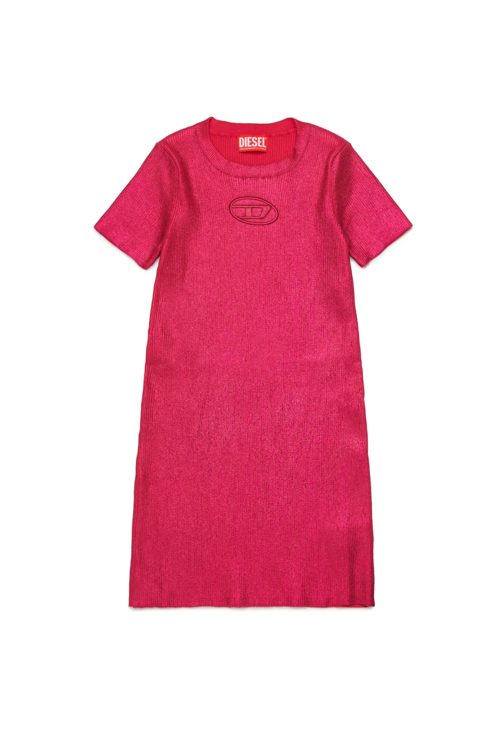 Dresses | Oval D By Diesel>DIESEL Mylar-effect ribbed knit sheath dress strawberry pink