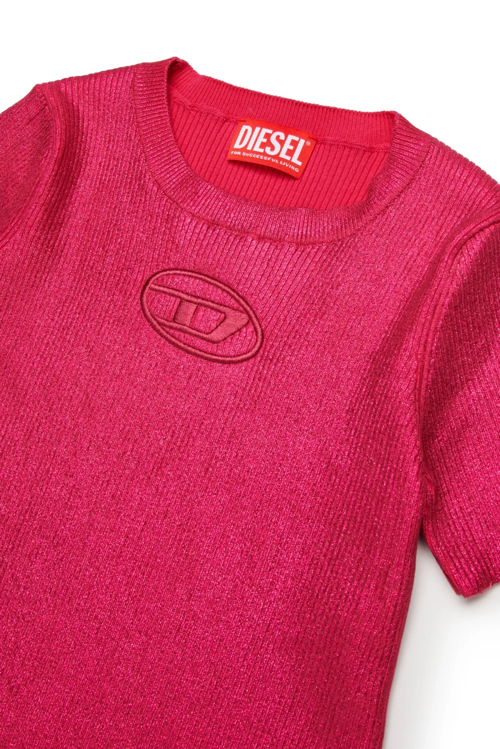 Dresses | Oval D By Diesel>DIESEL Mylar-effect ribbed knit sheath dress strawberry pink