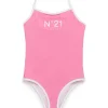 Swimwear | Logomania>N°21 One-piece branded swimsuit pink