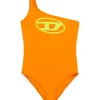 Swimwear | Oval D By Diesel>DIESEL One-piece swimsuit branded with Oval D logo bright orange