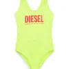 Swimwear | Logomania>DIESEL One-piece swimsuit fluo with institutional logo fluo yellow