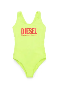 Swimwear | Logomania>DIESEL One-piece swimsuit fluo with institutional logo fluo yellow