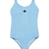 Swimwear | Swimwear>DSQUARED2 One-piece swimsuit with branded bands new light blue