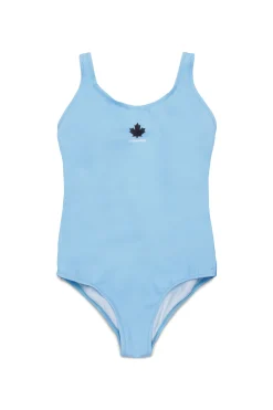 Swimwear | Swimwear>DSQUARED2 One-piece swimsuit with branded bands new light blue