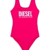 Swimwear | Logomania>DIESEL One-piece swimsuit with institutional logo candy pink