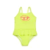 Swimwear | Oval D By Diesel>DIESEL One-piece swimsuit with ruffles fluo yellow