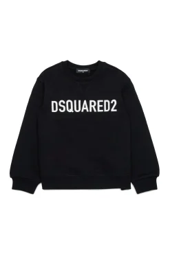 Sweatshirts | Sweatshirts>DSQUARED2 Organic cotton crew-neck sweatshirt with logo black