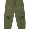 Pants | Pants>DIESEL Oval D branded gabardine cargo trousers dark olive green