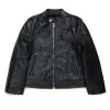 Jackets And Padded Jackets>DIESEL Oval D branded leather biker jacket black