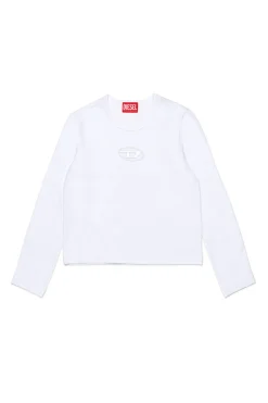 T-Shirts>DIESEL Oval D branded long-sleeved T-shirt white